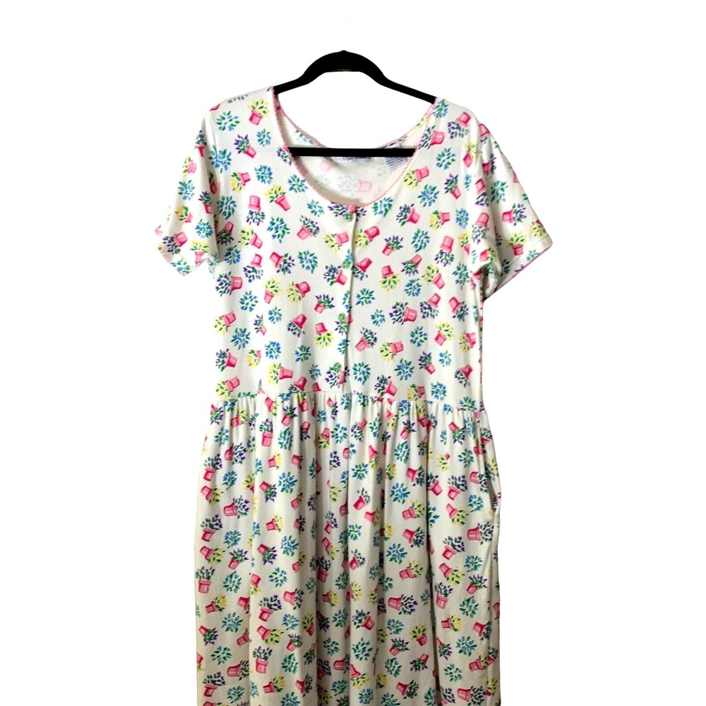 Women's Robin Sinkler Midi Dress Size Medium Flower Pot All Over Print Casual